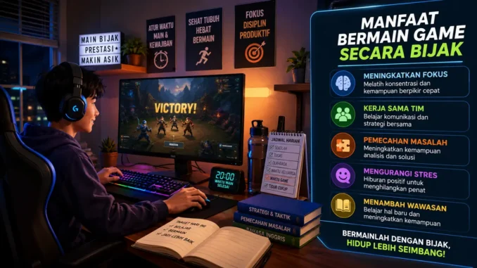 Manfaat bermain game secara bijak untuk meningkatkan fokus, kreativitas, dan kemampuan berpikir.